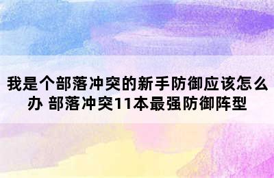 我是个部落冲突的新手防御应该怎么办 部落冲突11本最强防御阵型